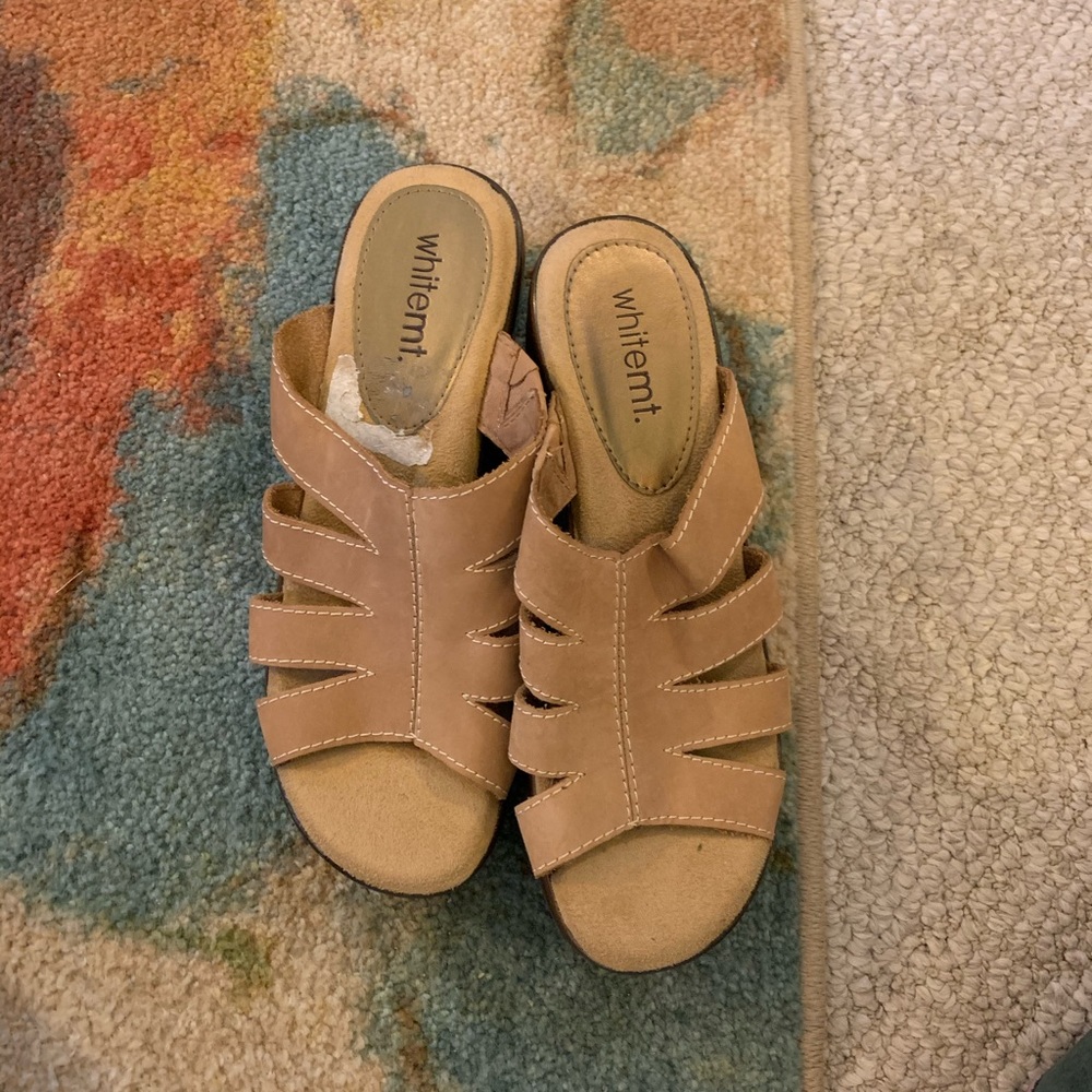 NWOT leather wedge sandals